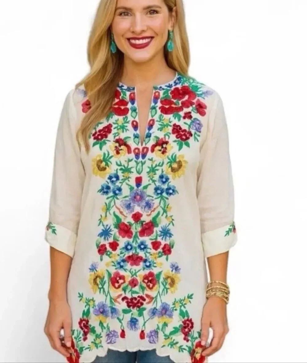 Johnny Was Gala Embroidered Boho Tunic Women’s Size XXL